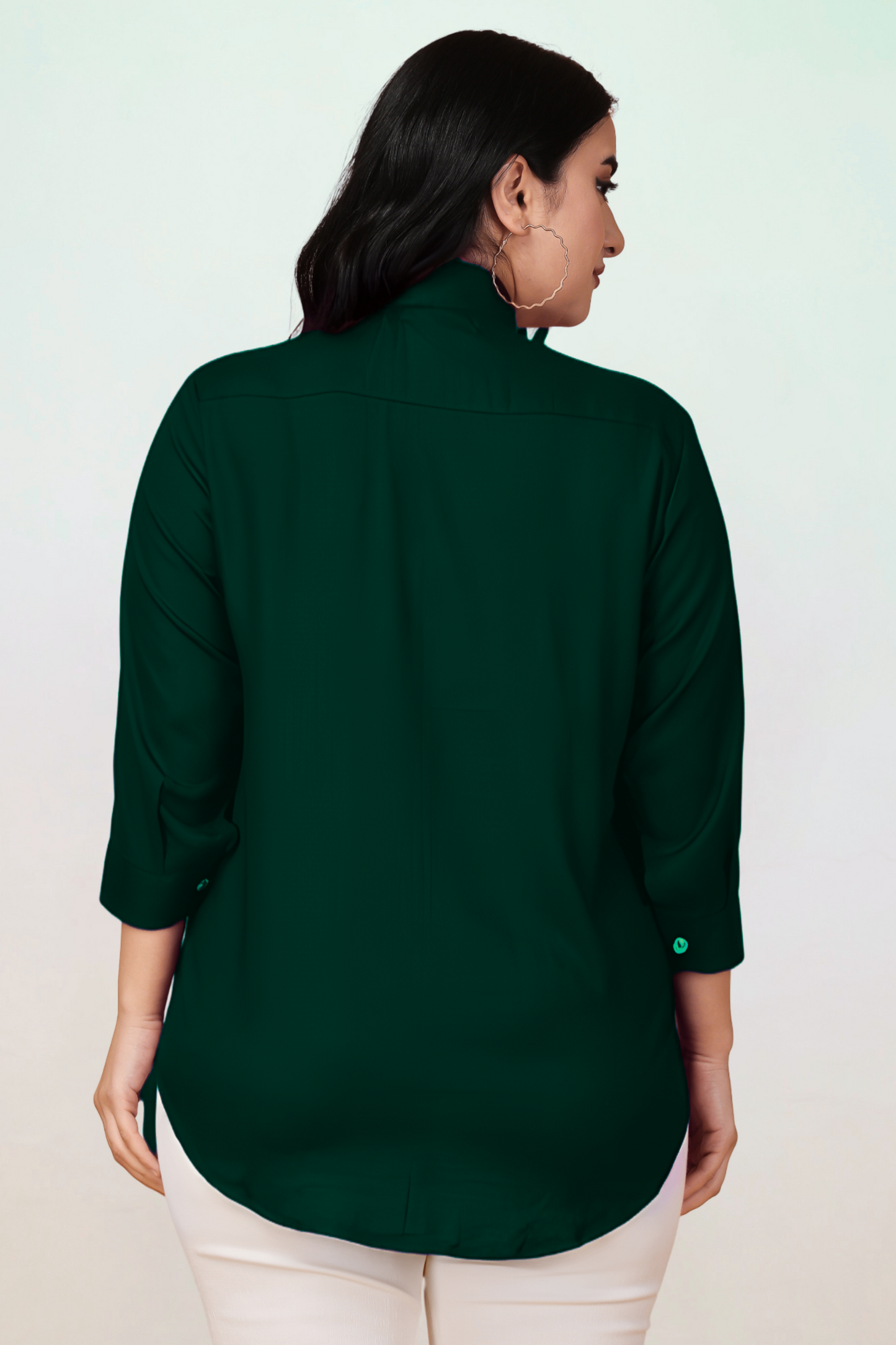Bottle Green Solid Rayon Shirt