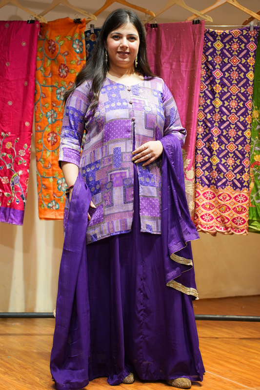 Anvika Silk Jacket Dress with Jacquard Weave