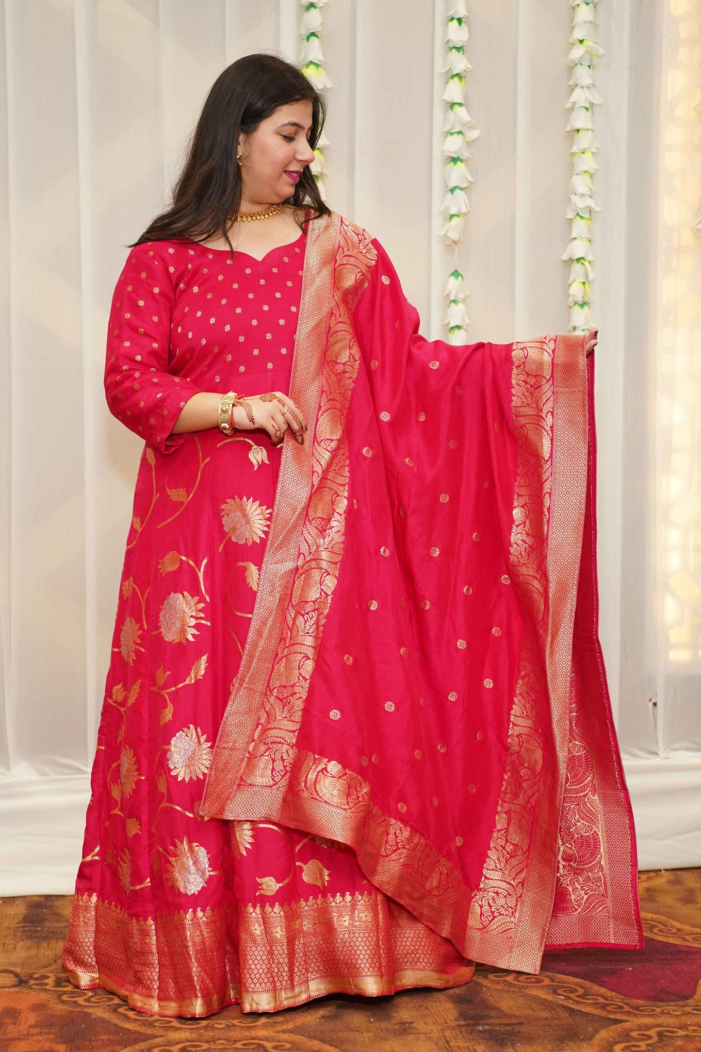 Aishani Jacquard Silk Anarkali Dress