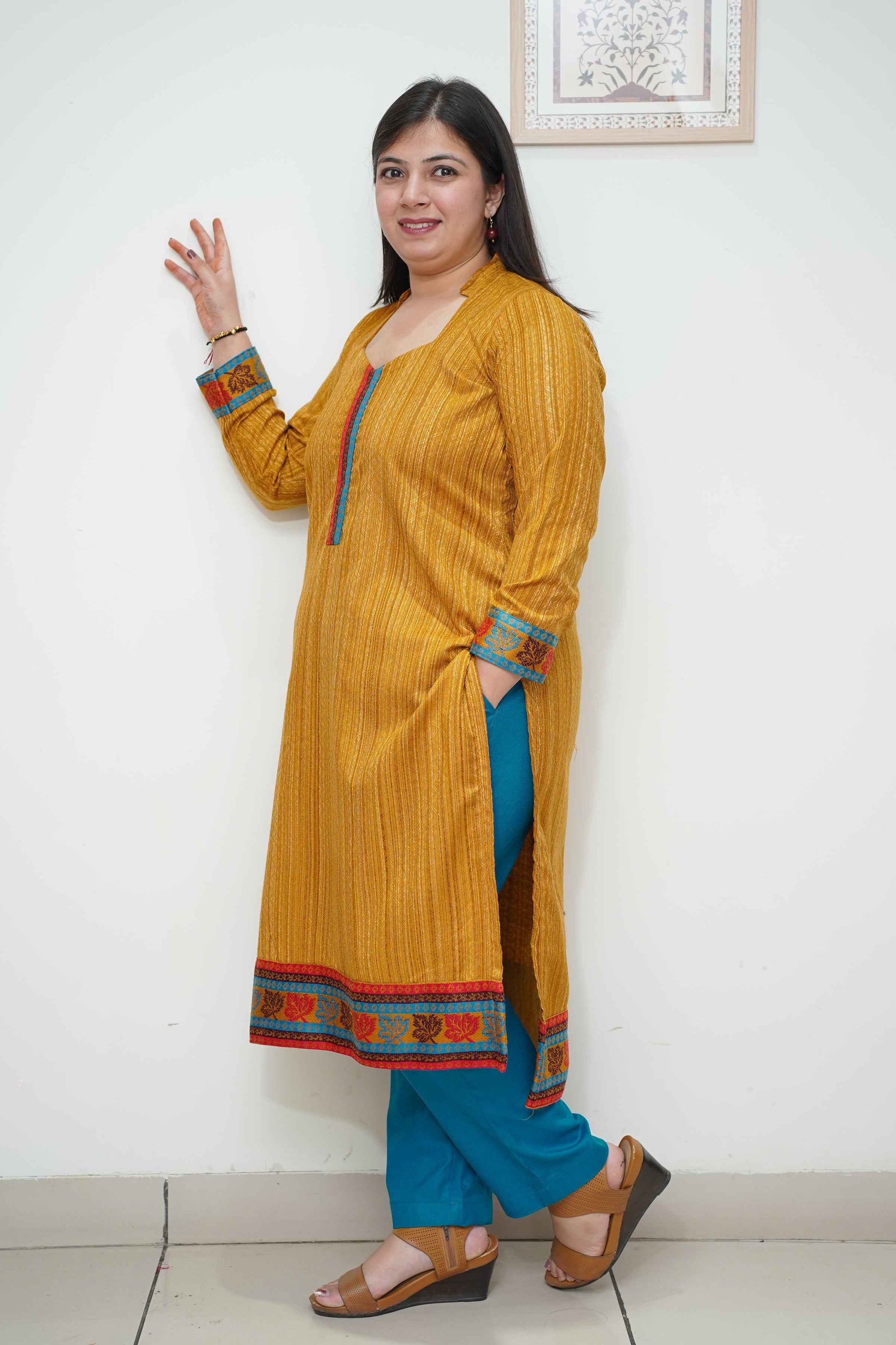 Amber Glow Woollen Kurta Set