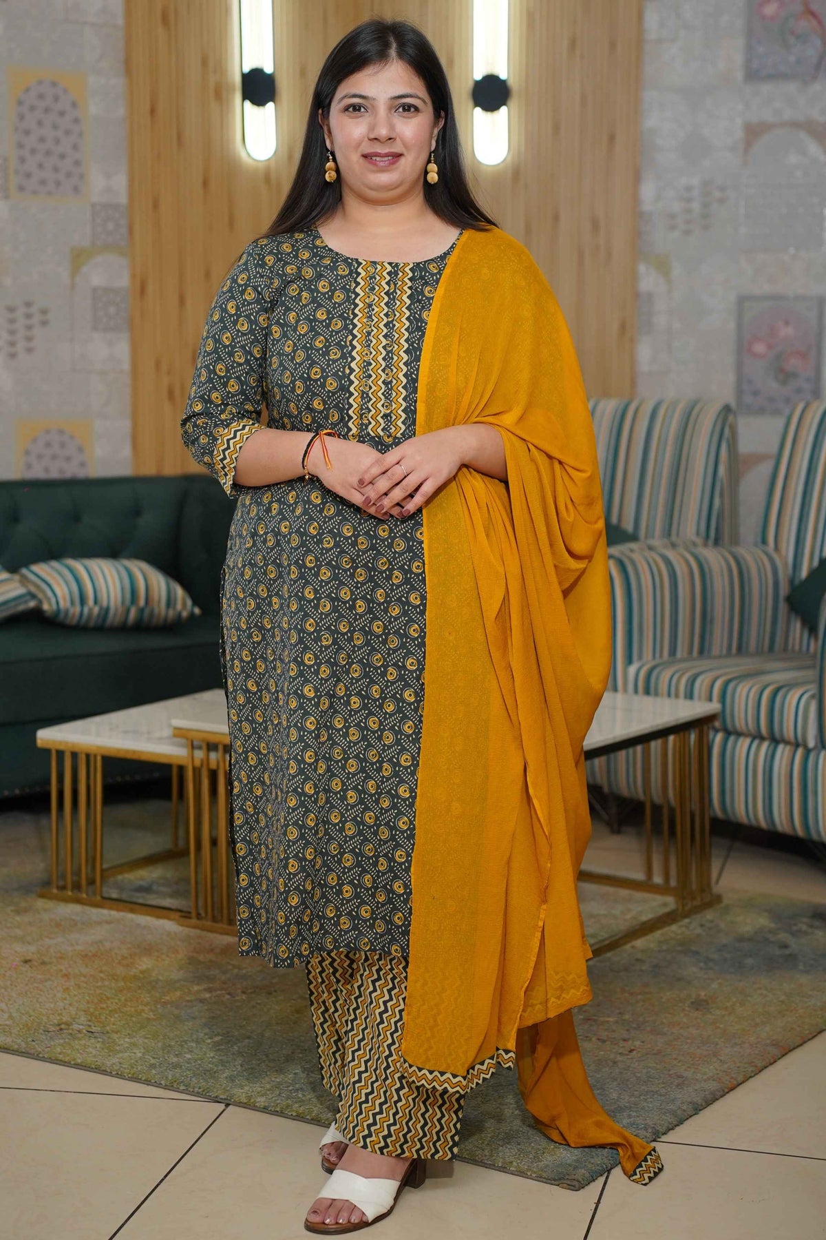 Amber Forest Kalamkari Suit Set