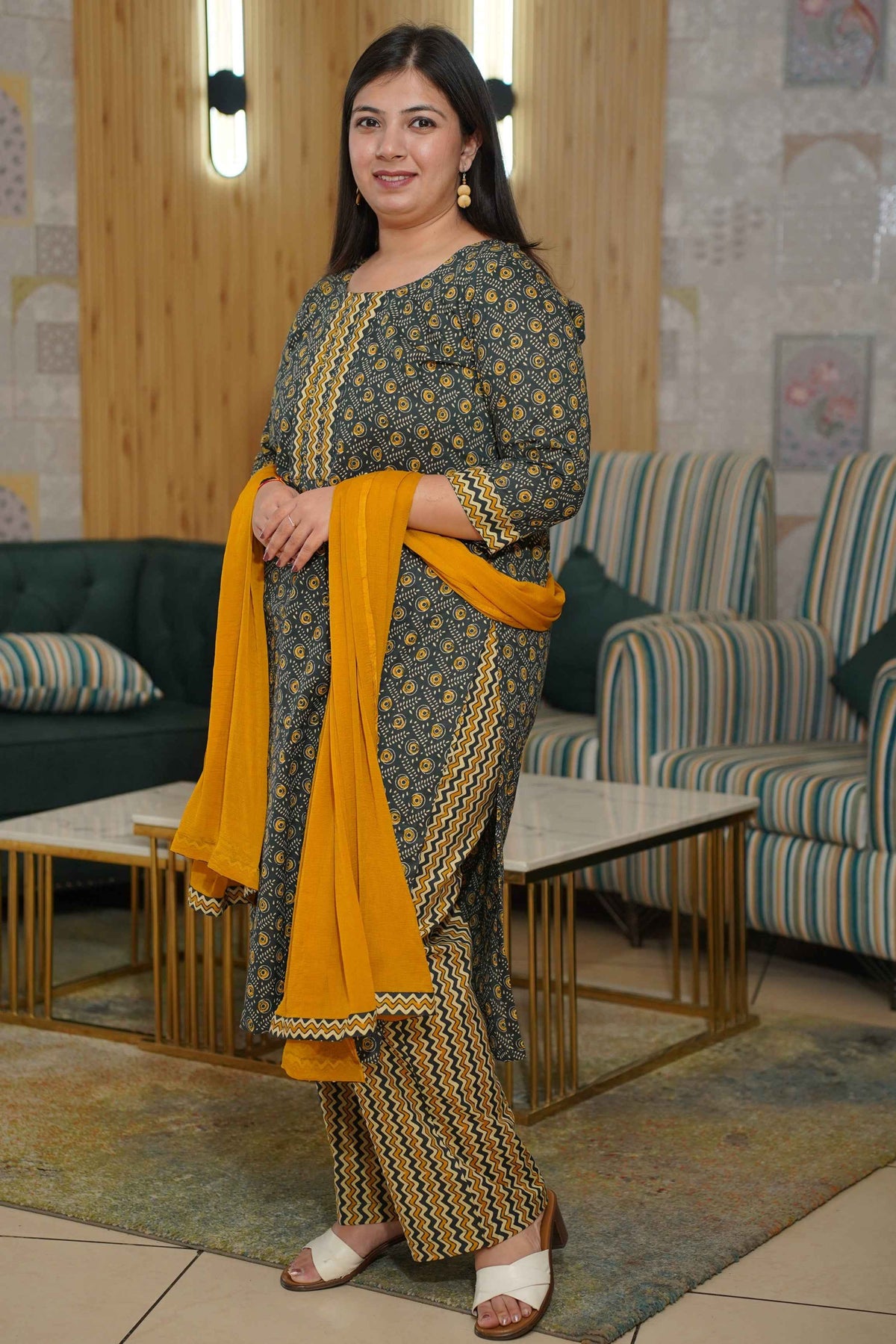 Amber Forest Kalamkari Suit Set