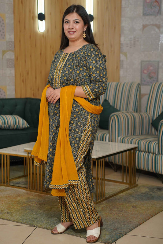 Amber Forest Kalamkari Suit Set