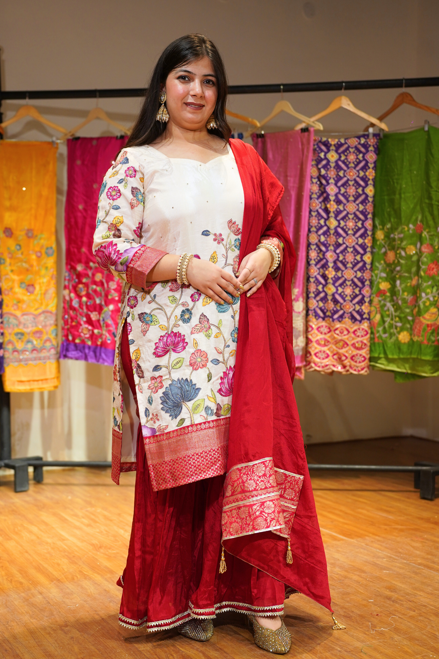 Ananya Red Sharara Suit with Floral Motifs