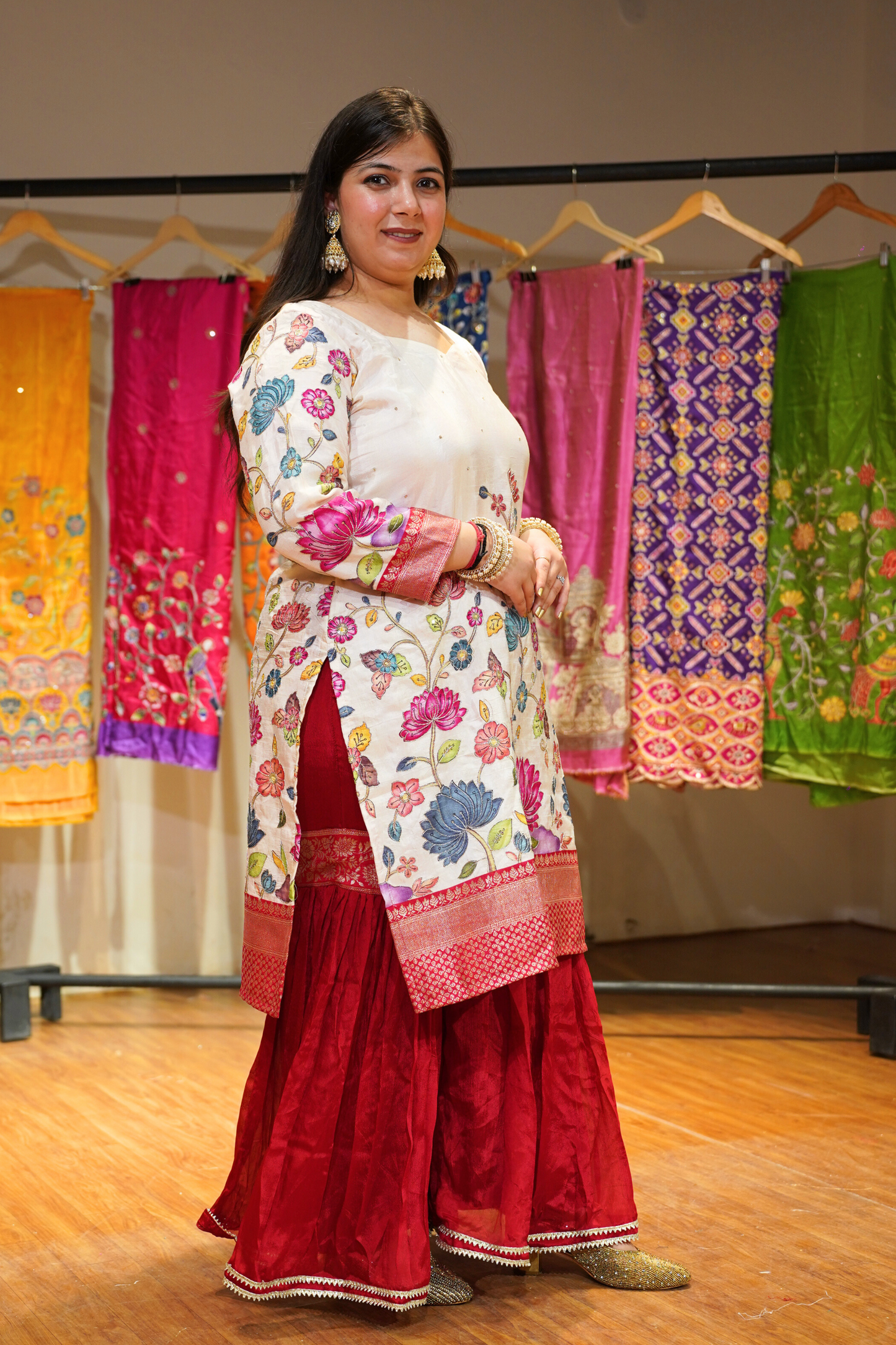 Ananya Red Sharara Suit with Floral Motifs