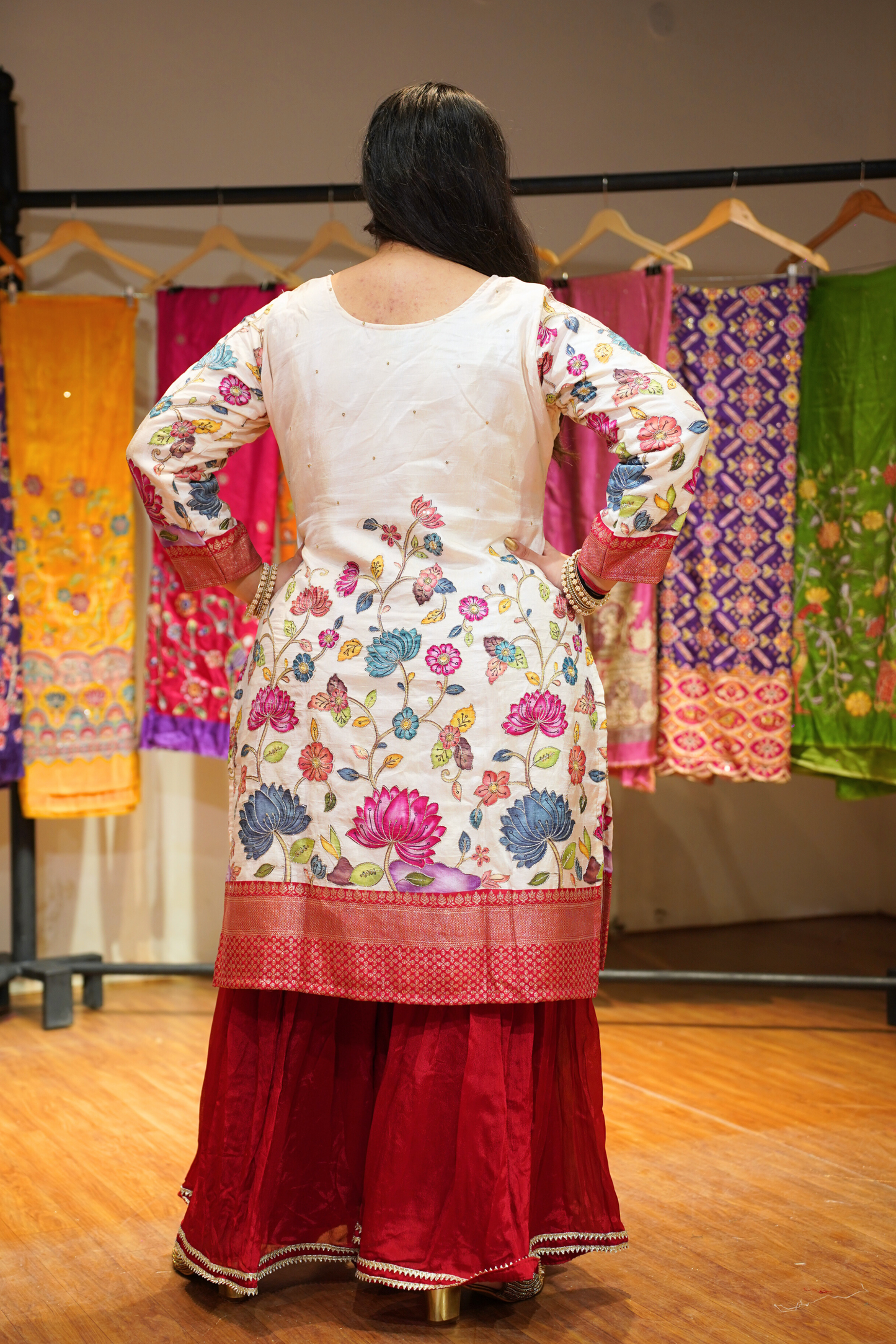 Ananya Red Sharara Suit with Floral Motifs