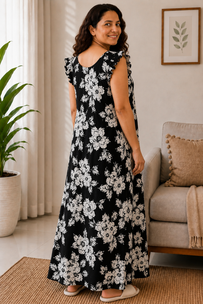 Moonlit Floral Rayon Night Gown