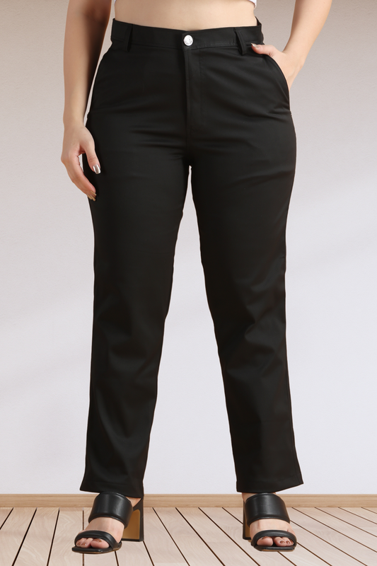 Black Stretch Formal Trousers
