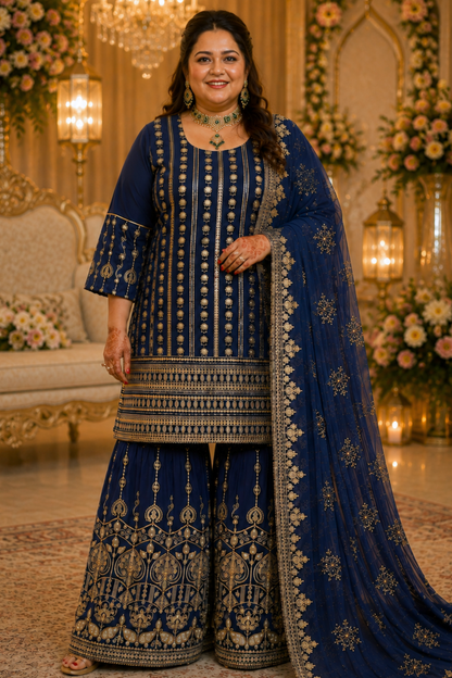 Midnight Muse Embroidered Georgette Suit