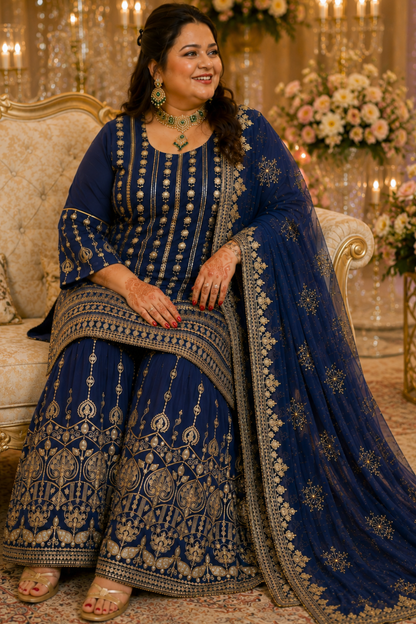 Midnight Muse Embroidered Georgette Suit