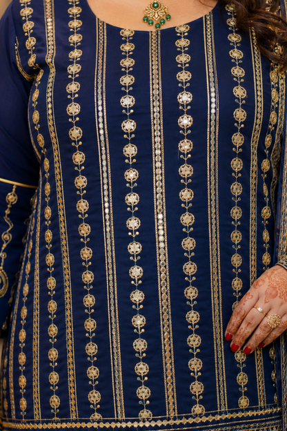 Midnight Muse Embroidered Georgette Suit
