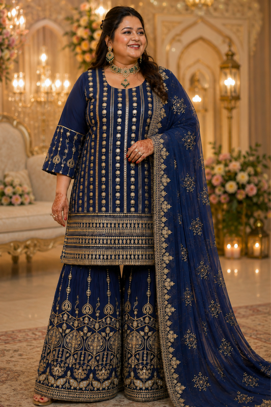 Midnight Muse Embroidered Georgette Suit
