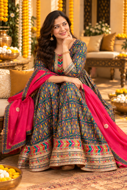 Neel Gulzar Anarkali Dress With Zari Embroidery