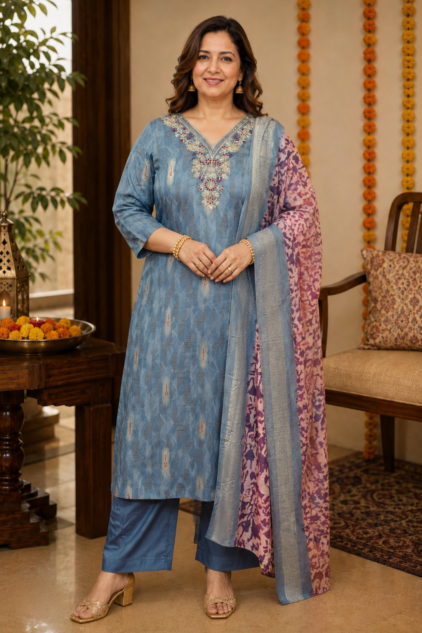 Reshami Saanjh Muslin Suit Set