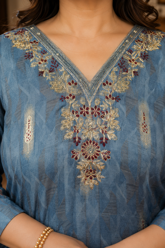 Reshami Saanjh Muslin Suit Set