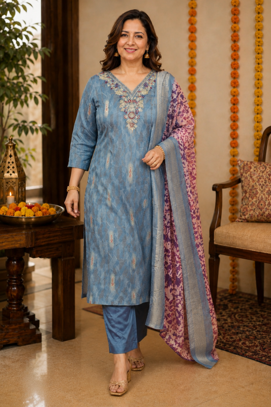 Reshami Saanjh Muslin Suit Set