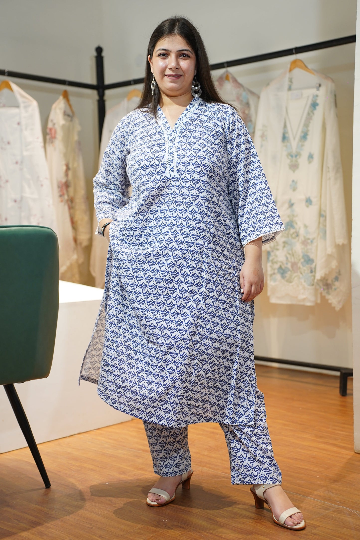 Ivory Neelakshi A-line Cotton Suit Set