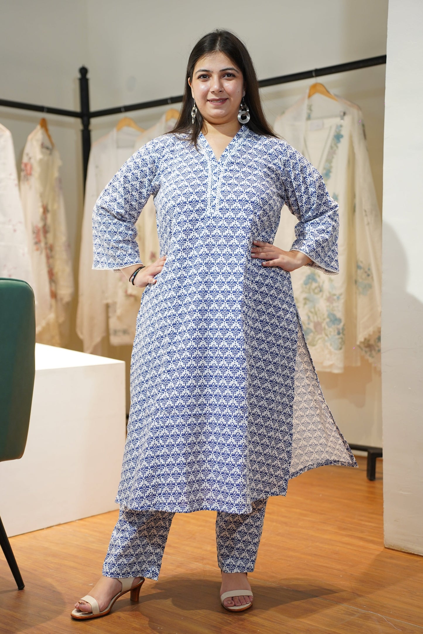 Ivory Neelakshi A-line Cotton Suit Set