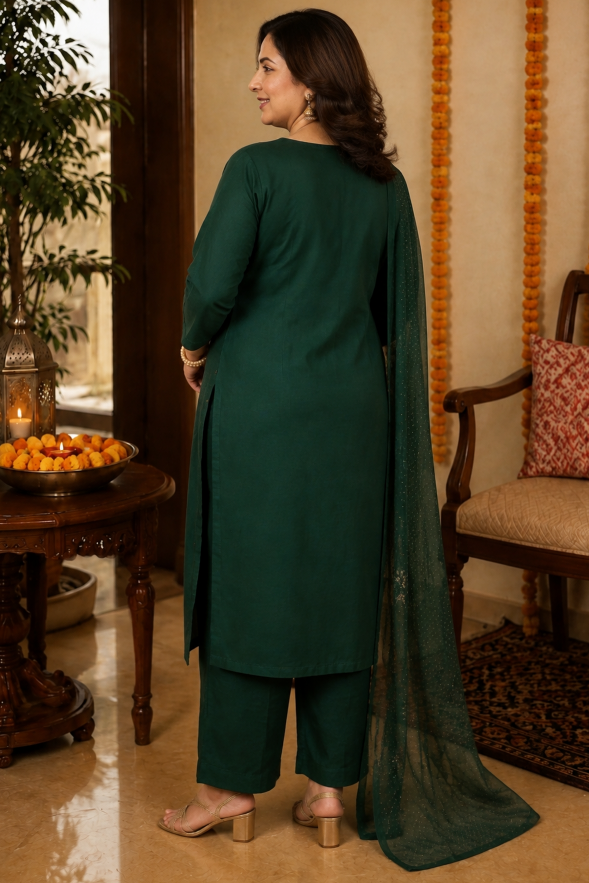 Green Panna Embroidered Fancy Suit