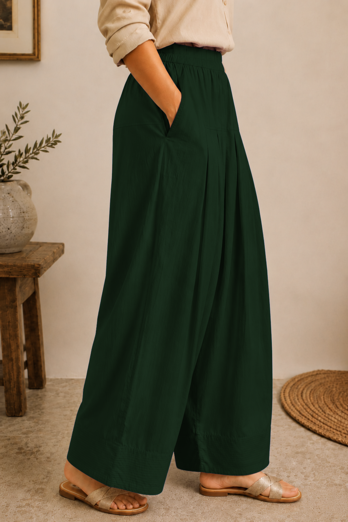 Bottle Green Rayon Farshi Salwar