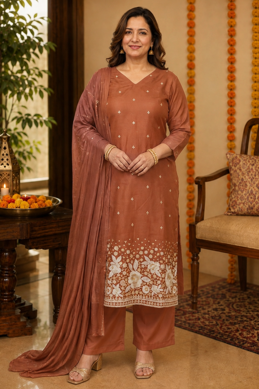 Masala Chai Embroidered Fancy Suit