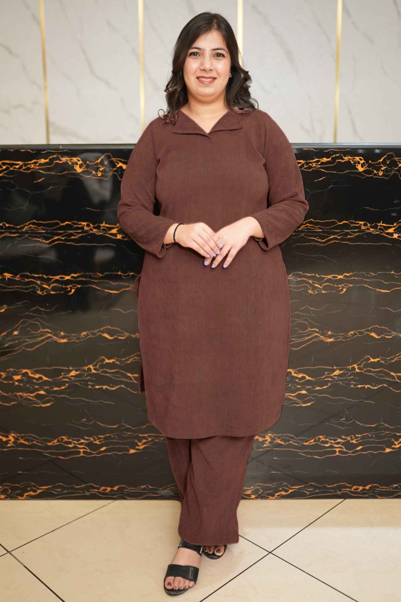 Brown Knitted Co-ord Set