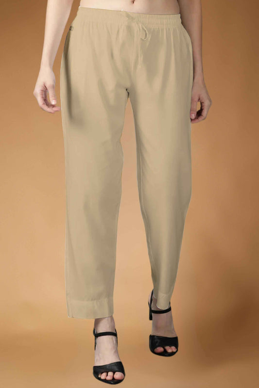 Cream Rayon Kurti Pant