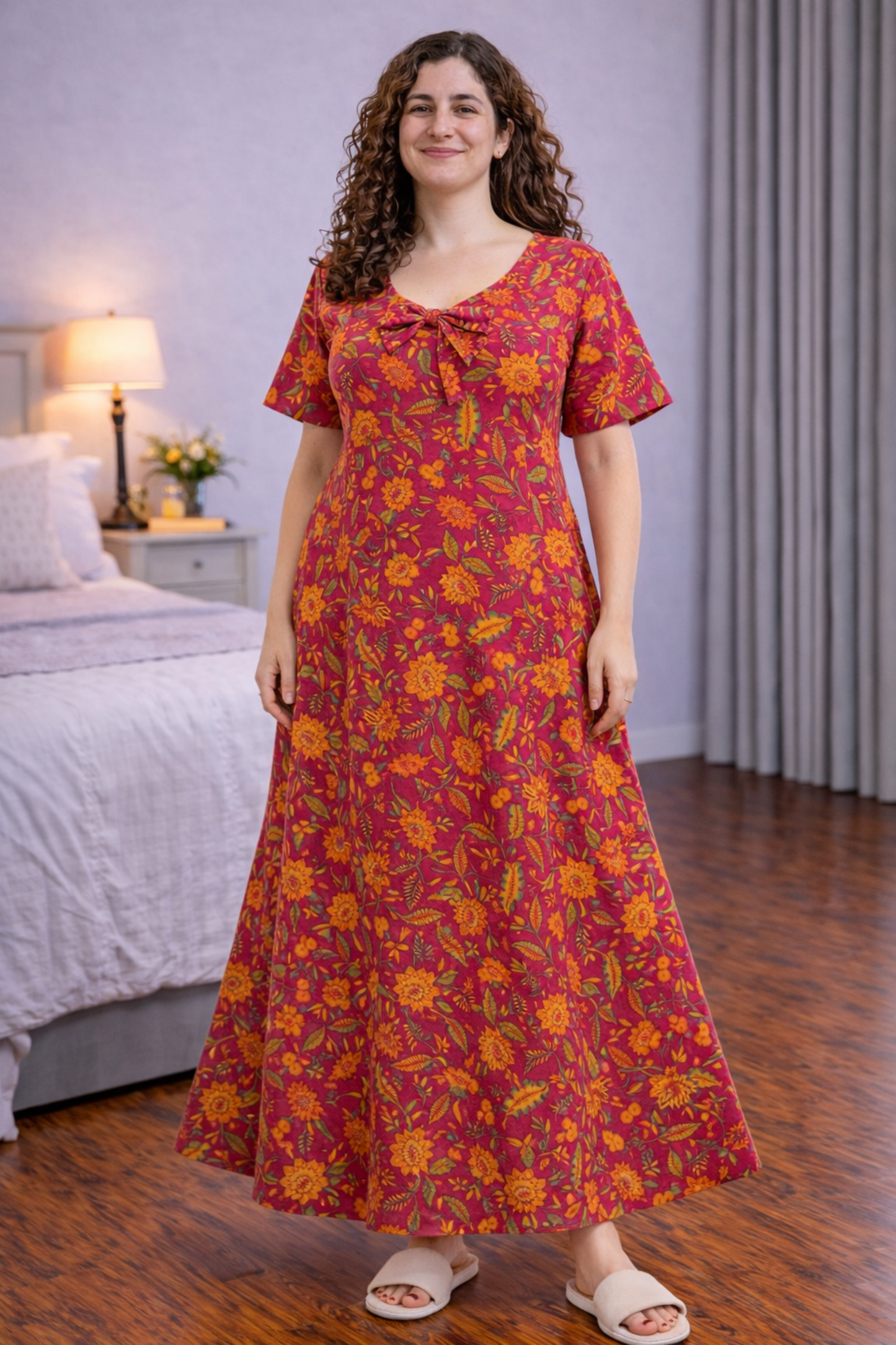 Crimson Blush Cotton Night Gown