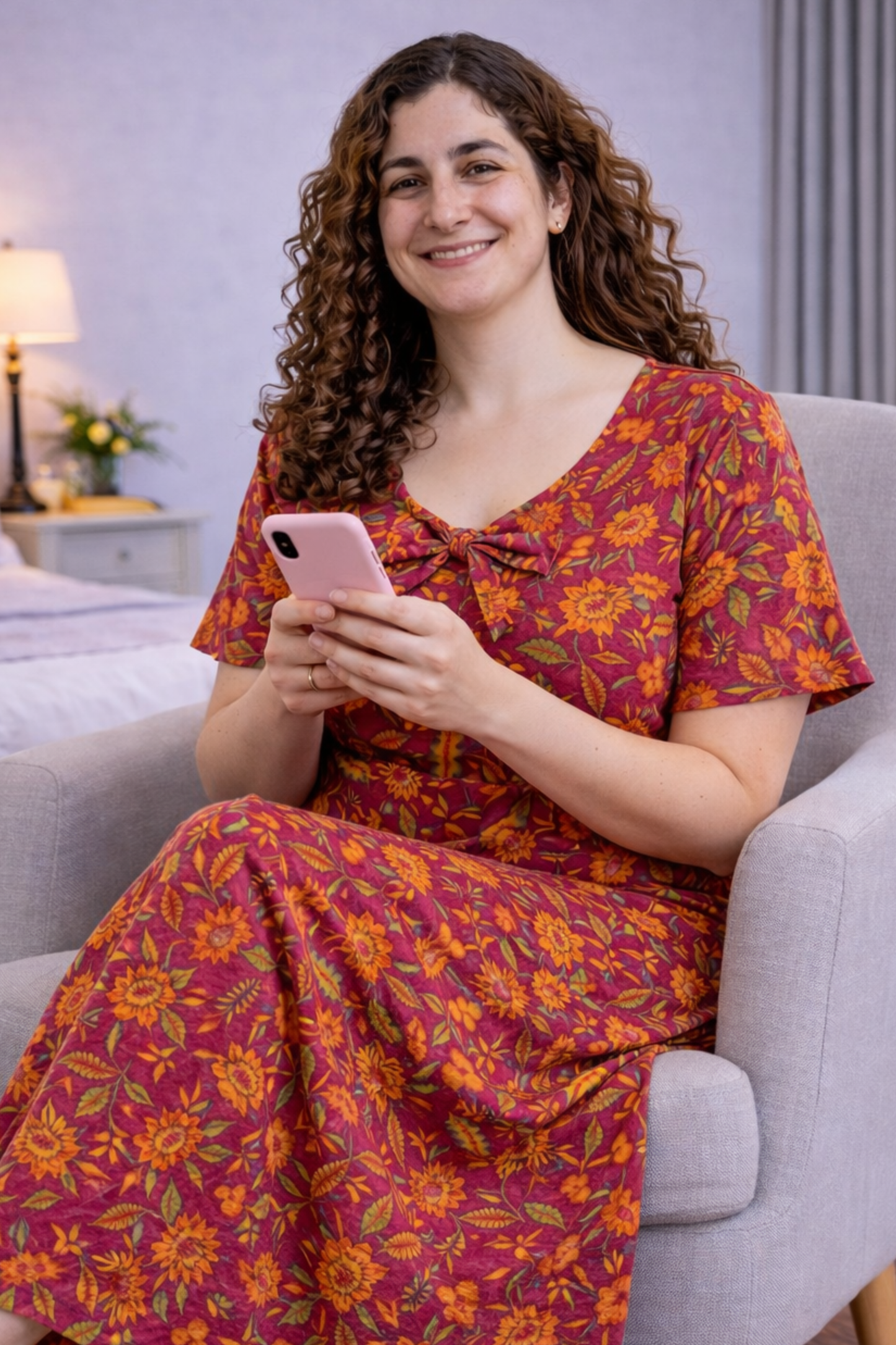 Crimson Blush Cotton Night Gown