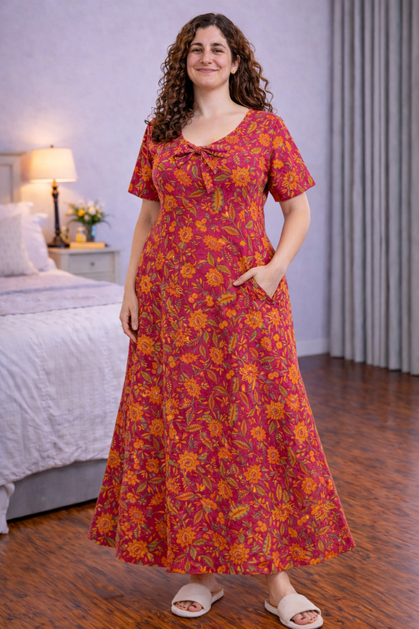 Crimson Blush Cotton Night Gown