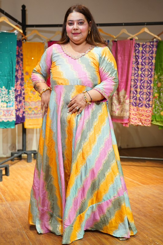 Eshita Pearl Silk Dress with Jacquard Weave