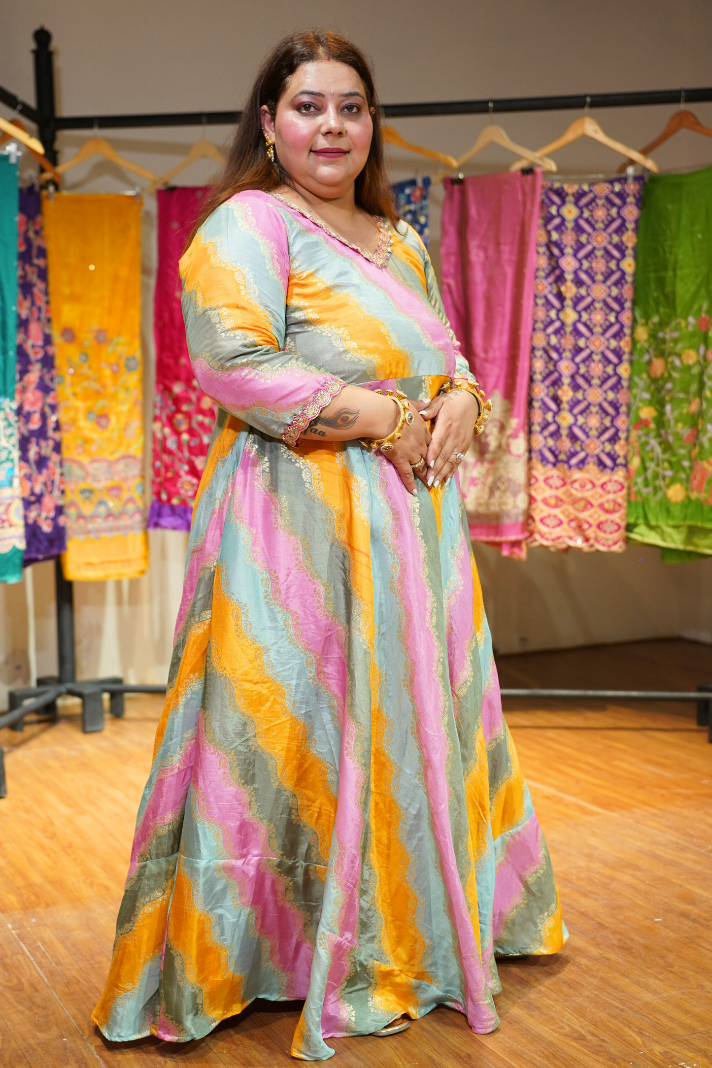 Eshita Pearl Silk Dress with Jacquard Weave