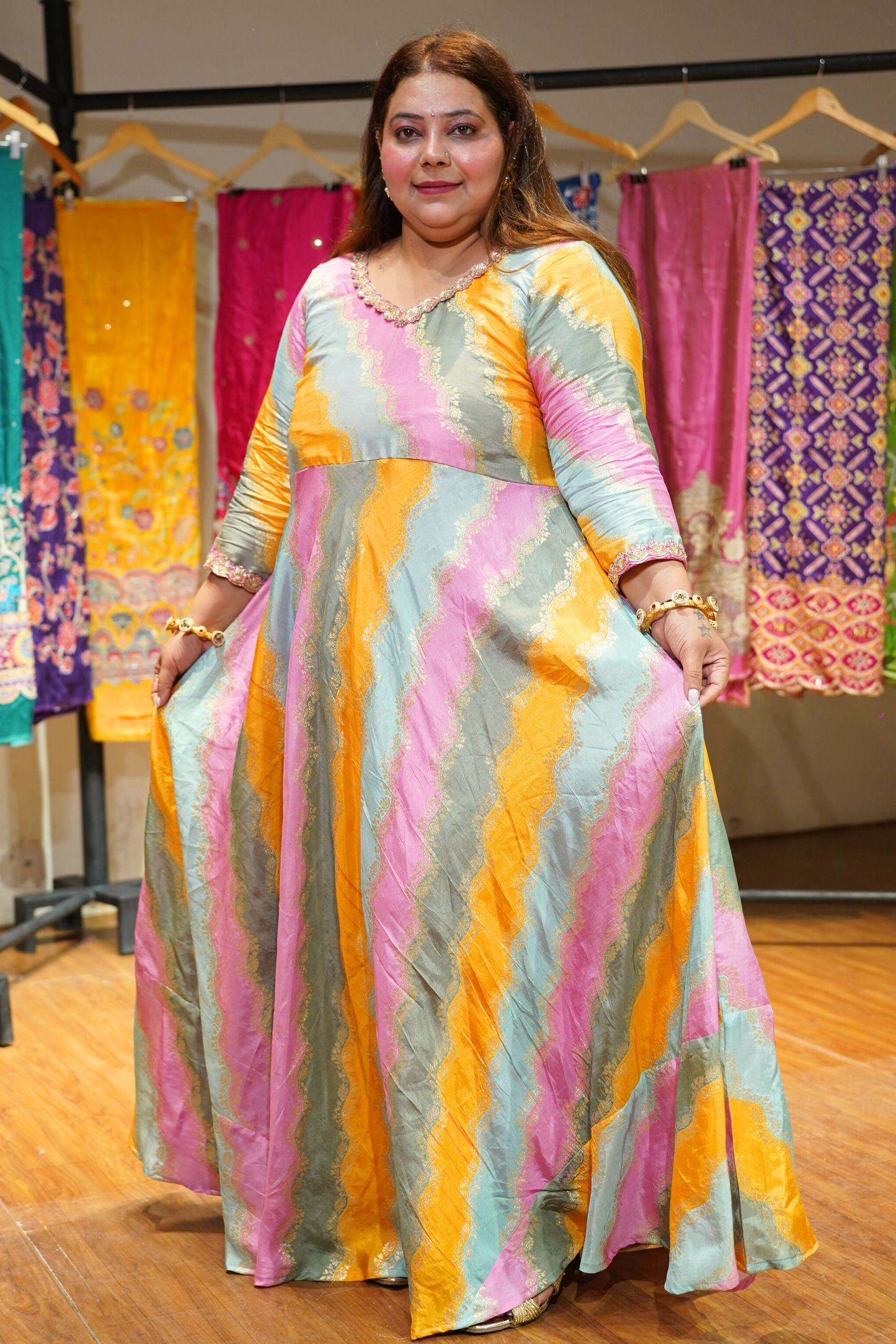 Eshita Pearl Silk Dress with Jacquard Weave