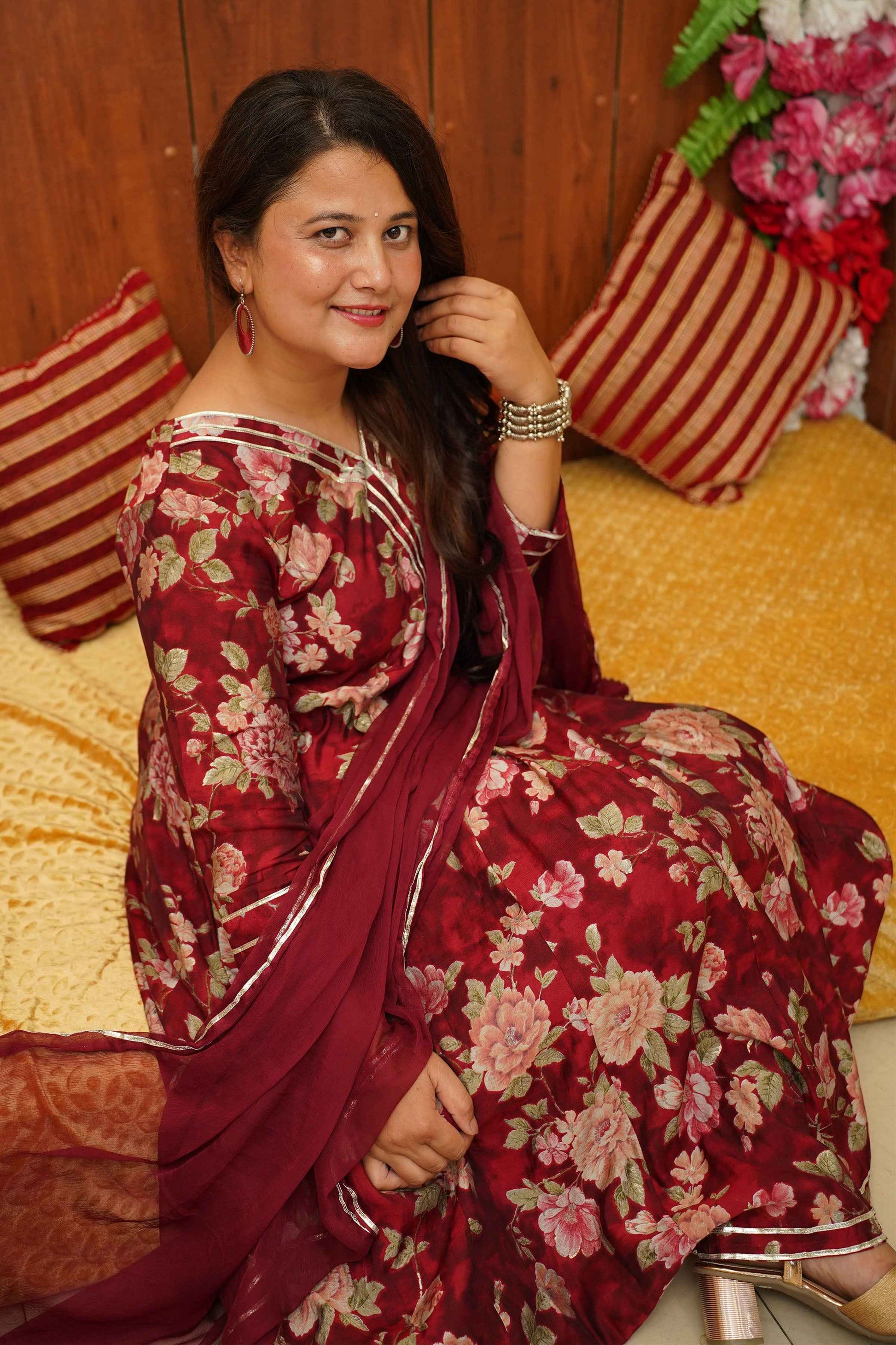 Raspberry Radiance Anarkali Set