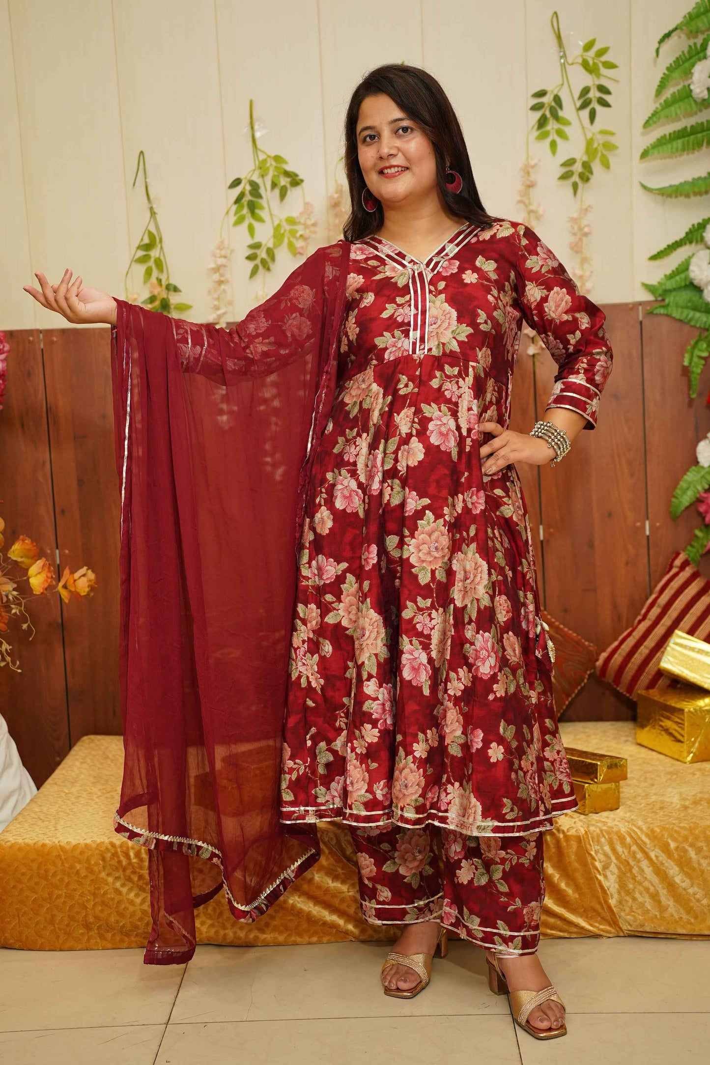 Raspberry Radiance Anarkali Set