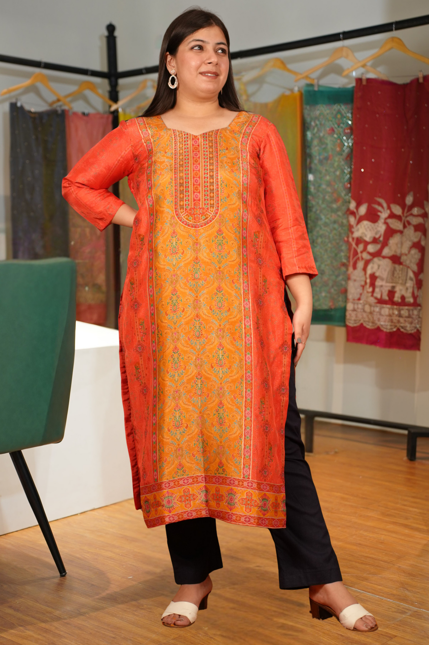Festive Red Jacquard Weave Silk Kurta