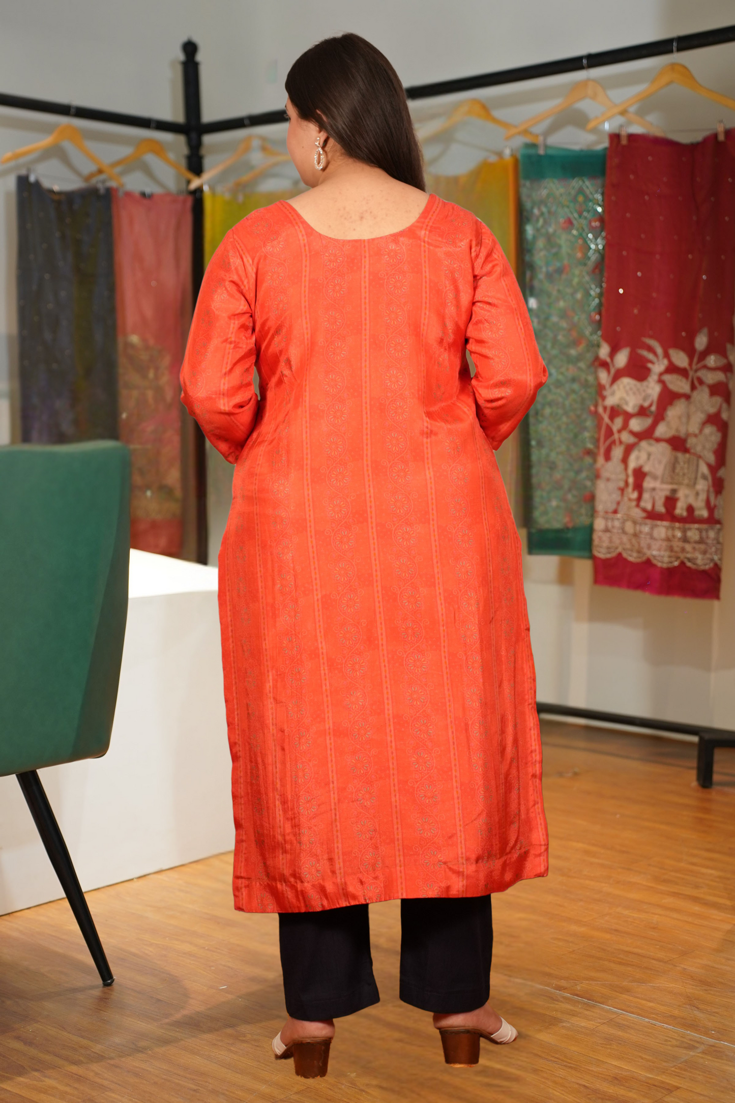 Festive Red Jacquard Weave Silk Kurta