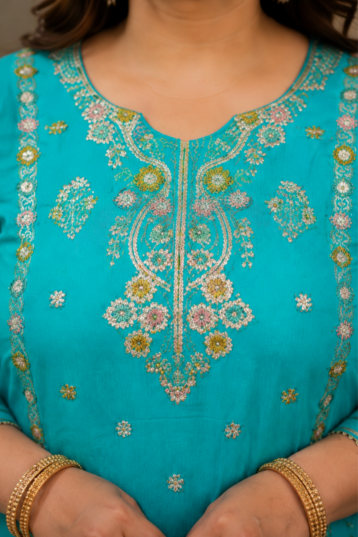 Taraani Blue Chinon Sharara Suit