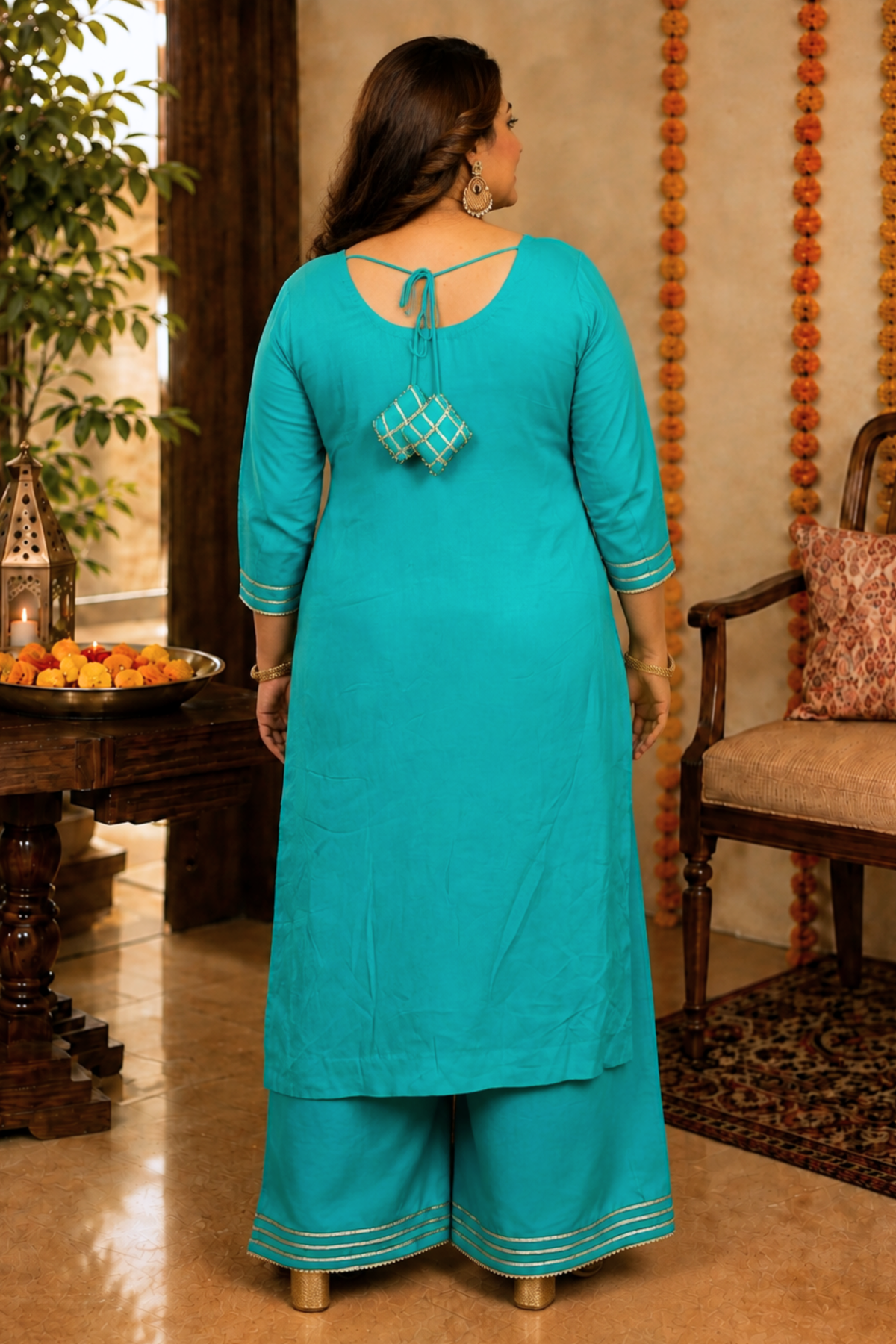 Taraani Blue Chinon Sharara Suit