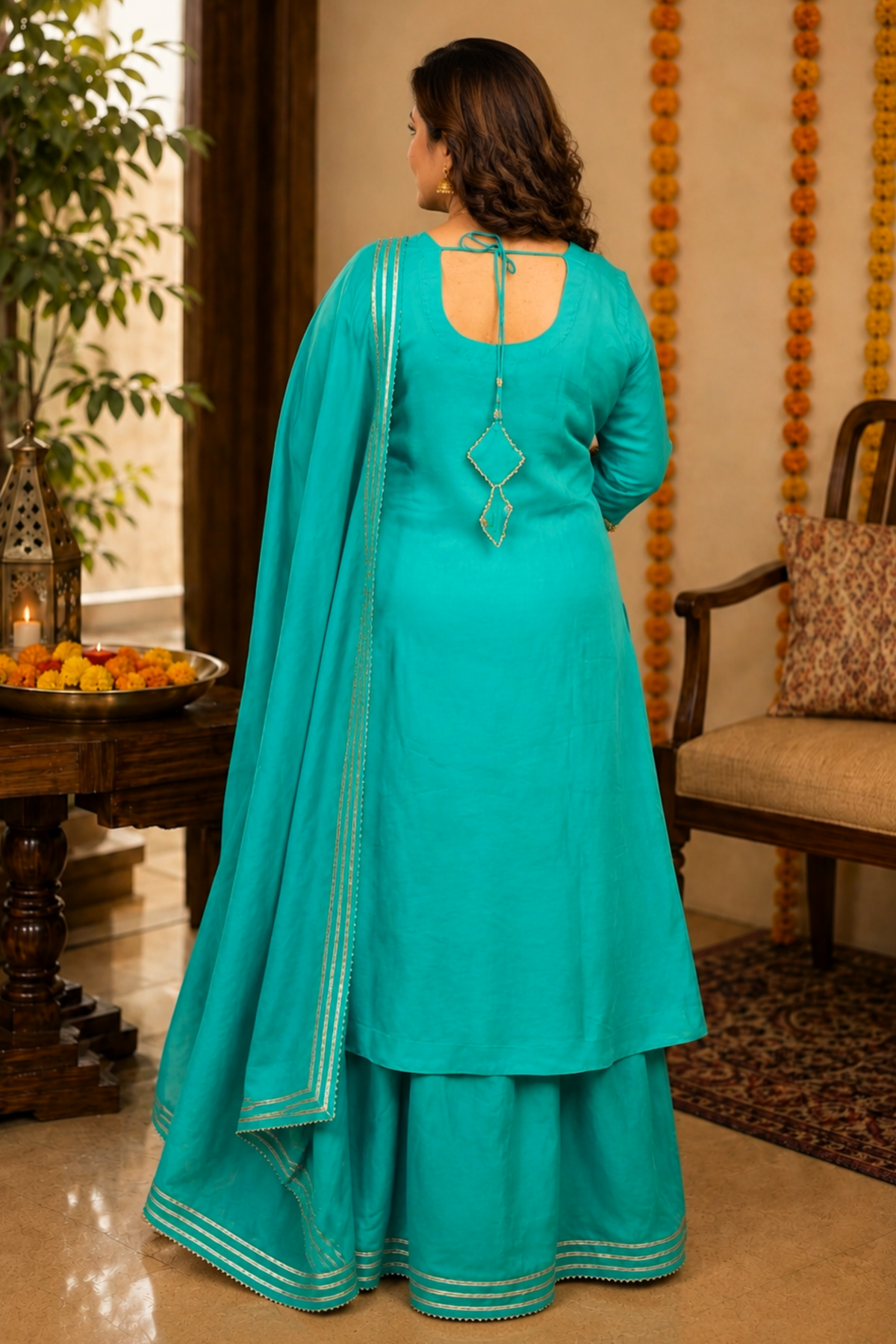 Dreamy Firozi Fancy Skirt Suit