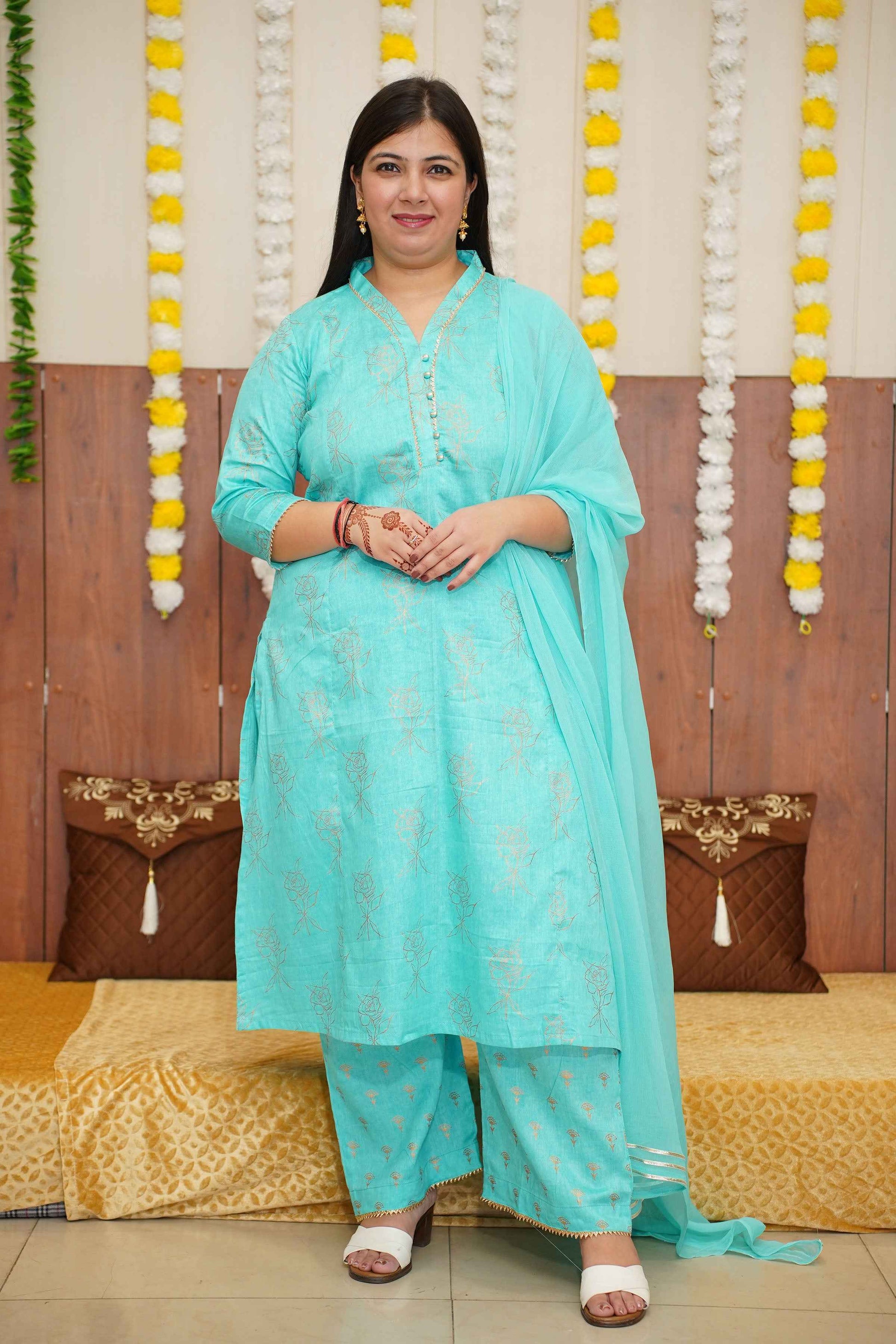 Firozi Foiled Co-ord Suit Set