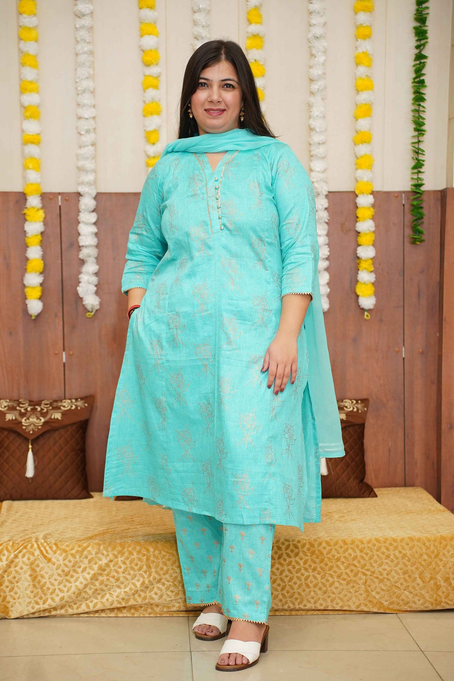 Firozi Foiled Co-ord Suit Set