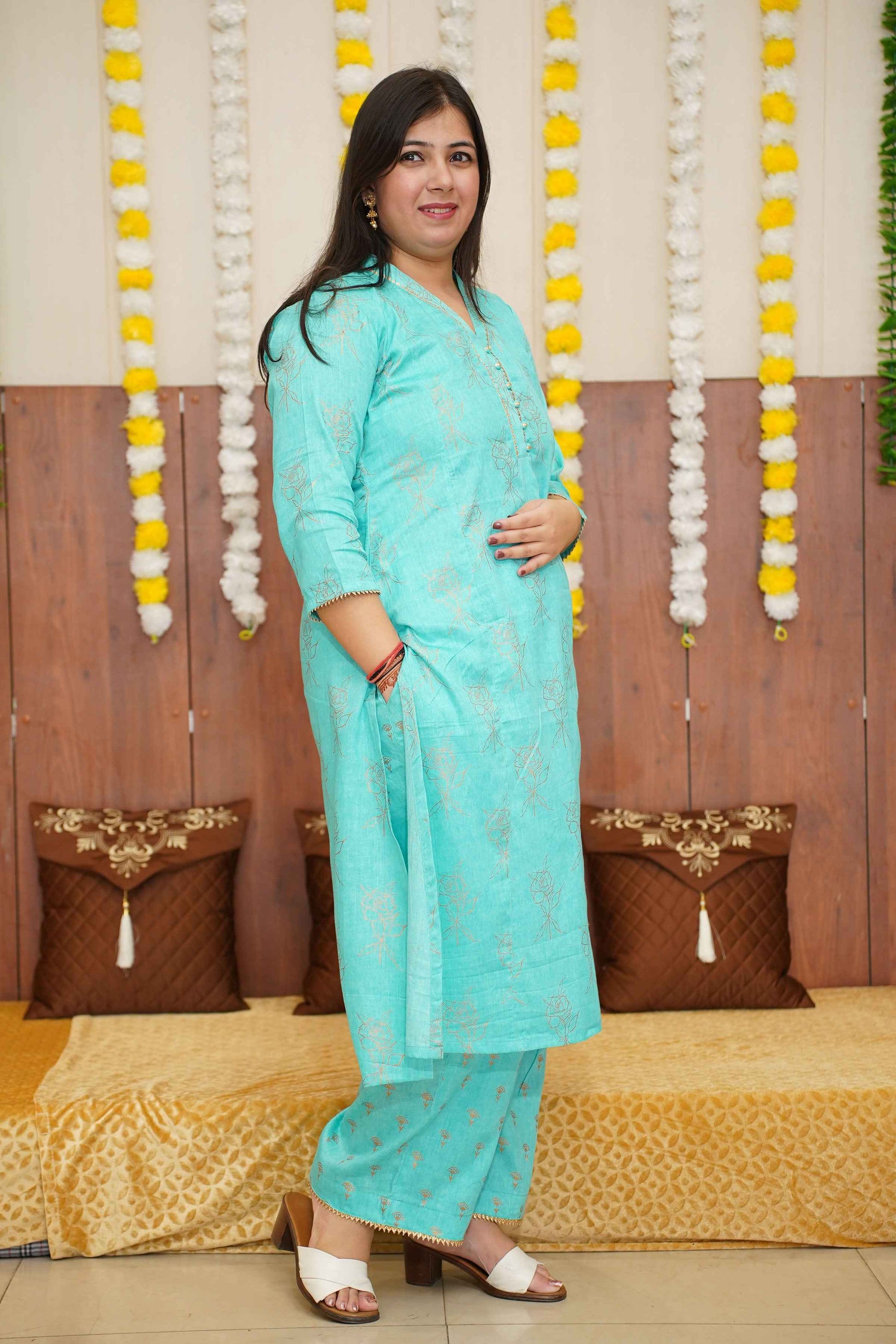 Firozi Foiled Co-ord Suit Set