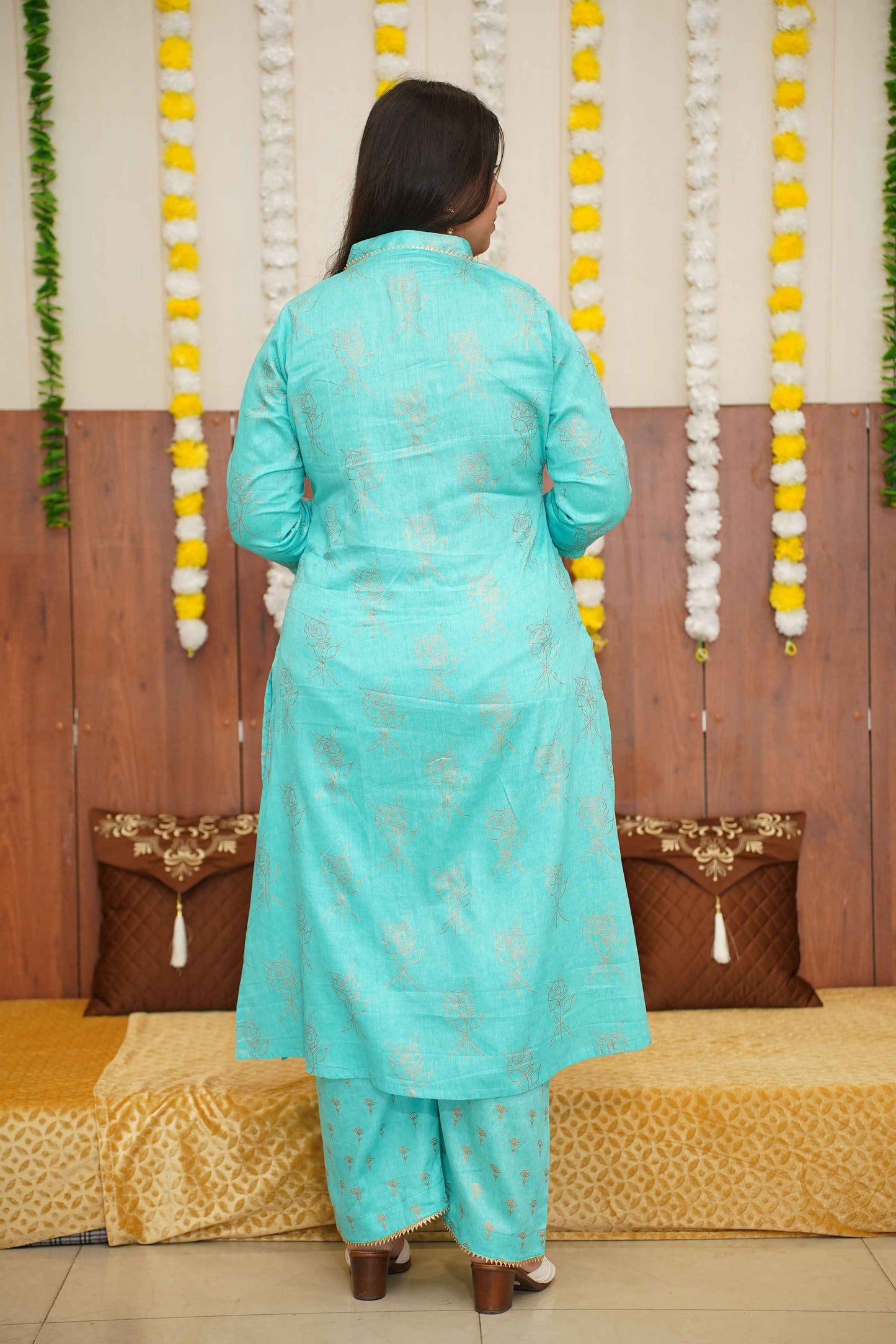 Firozi Foiled Co-ord Suit Set