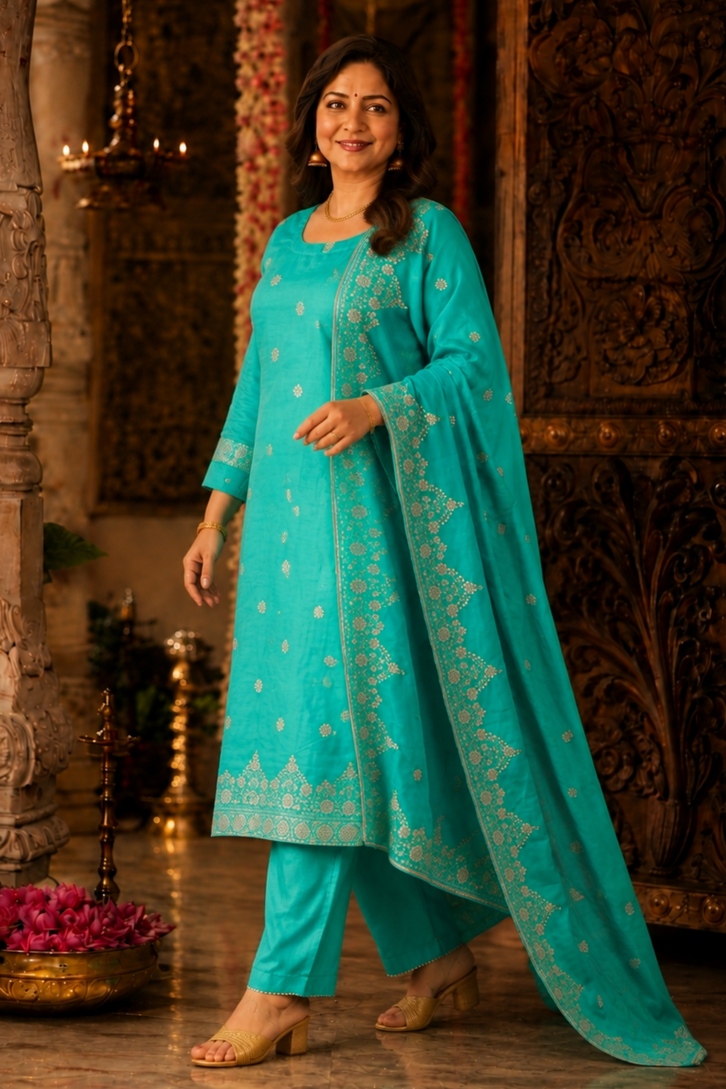 Mrinal Firozi Jacquard Silk Suit