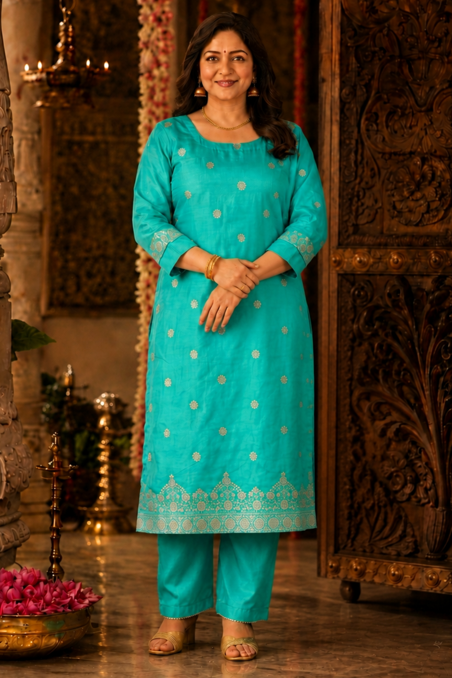 Mrinal Firozi Jacquard Silk Suit