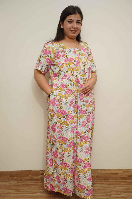 Floral Dreams Cotton Night Gown