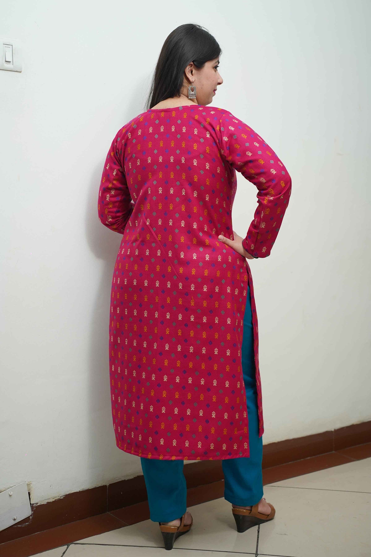 Fushcia Fusion Woollen Kurta