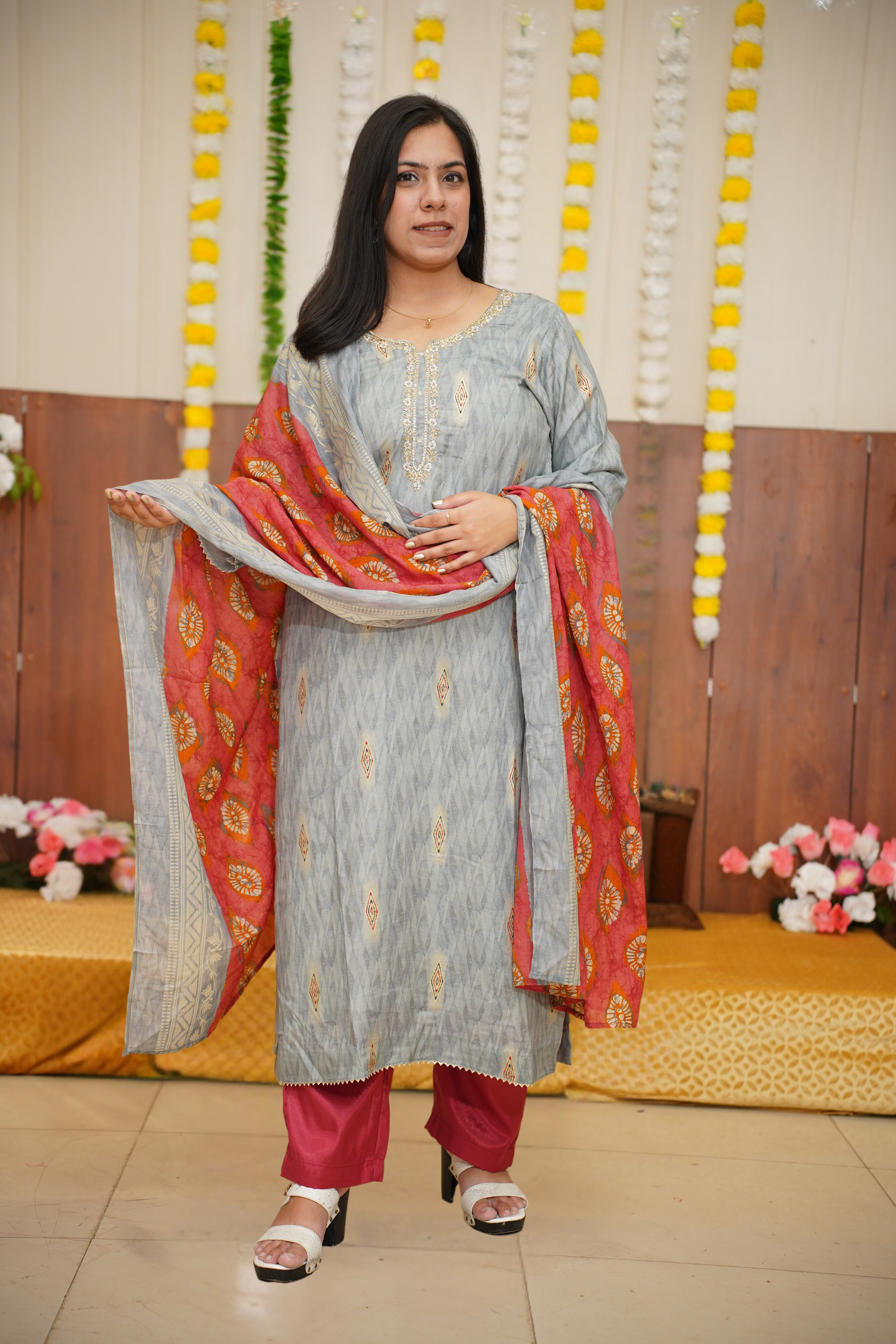 Garnet Grey Muslin Suit Set