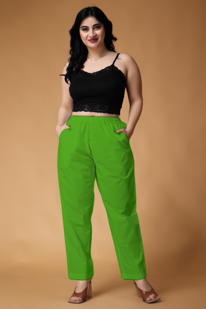 Parrot Green Cotton Kurti Pant Apella